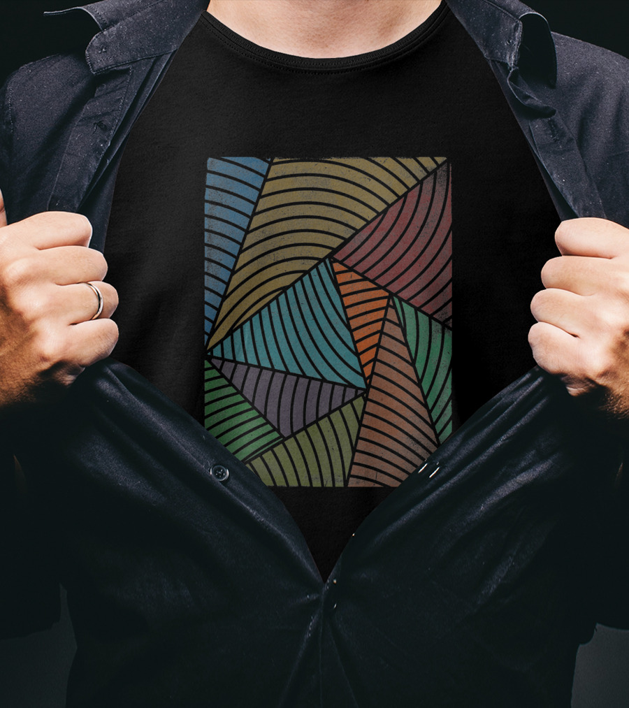 Algorithm 386 Geometric Abstract Multi-Color T-Shirt
