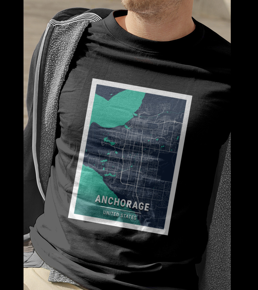 Anchorage United States Blue Dark City Map T-Shirt