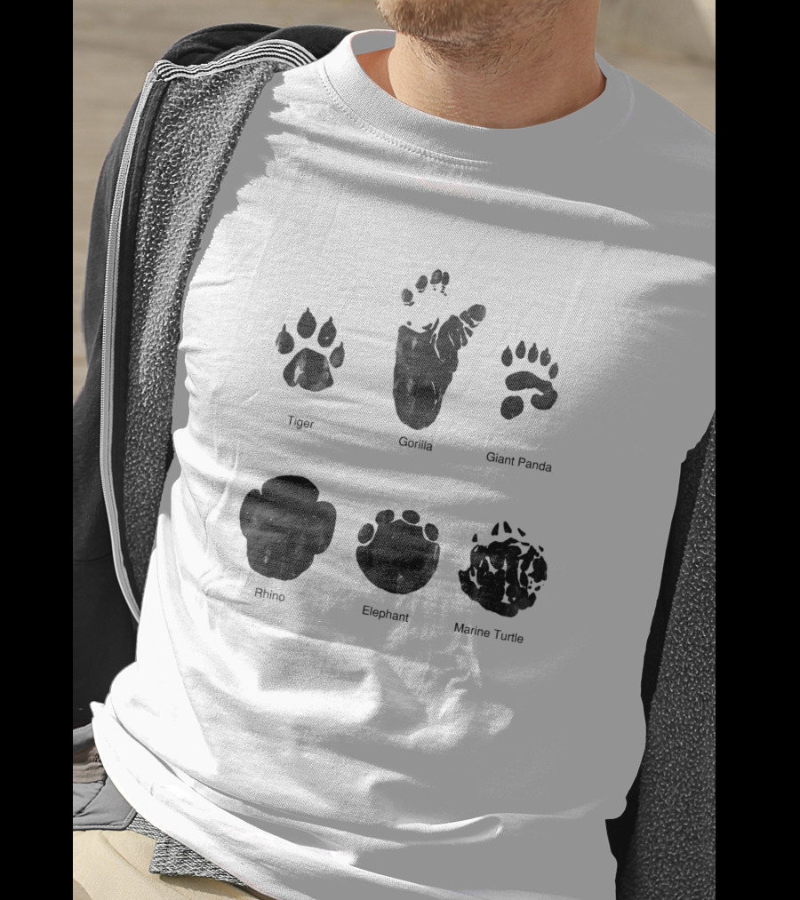 Tiger Goat Giant Panda Rhino Elephant Marine Turtle Animal Tracks 6456 T-Shirt