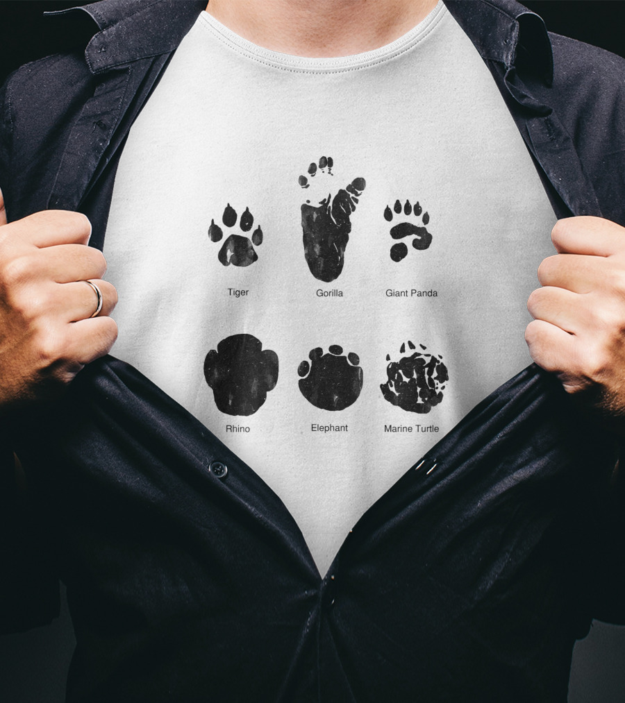 Tiger Goat Giant Panda Rhino Elephant Marine Turtle Animal Tracks 6456 T-Shirt