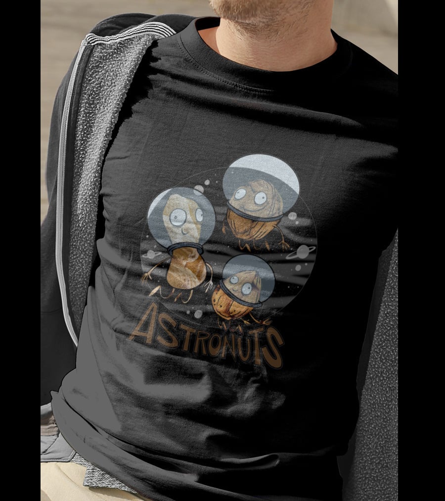 Astronuts 118341 Goofy Nuts In Space Helmets Floating In Outer Space T-Shirt