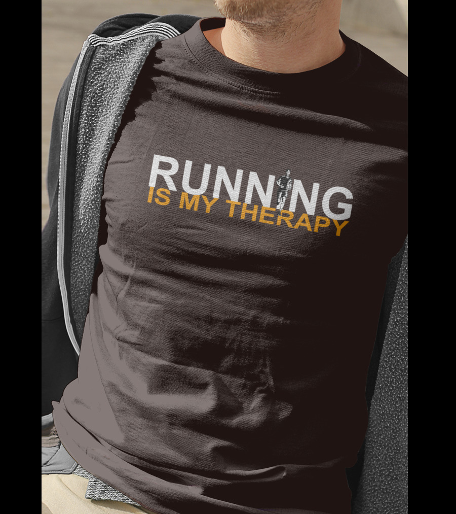 RUNNING IS MY THERAPY Jogger Icon In Letter N T-Shirt