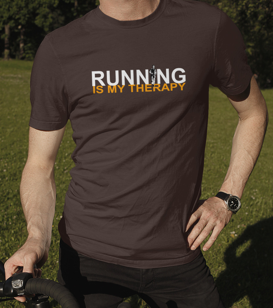 RUNNING IS MY THERAPY Jogger Icon In Letter N T-Shirt
