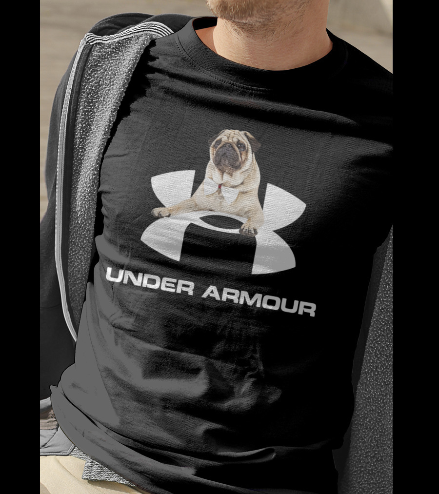 Under Armour Parody With Pug In Bow Tie T-Shirt
