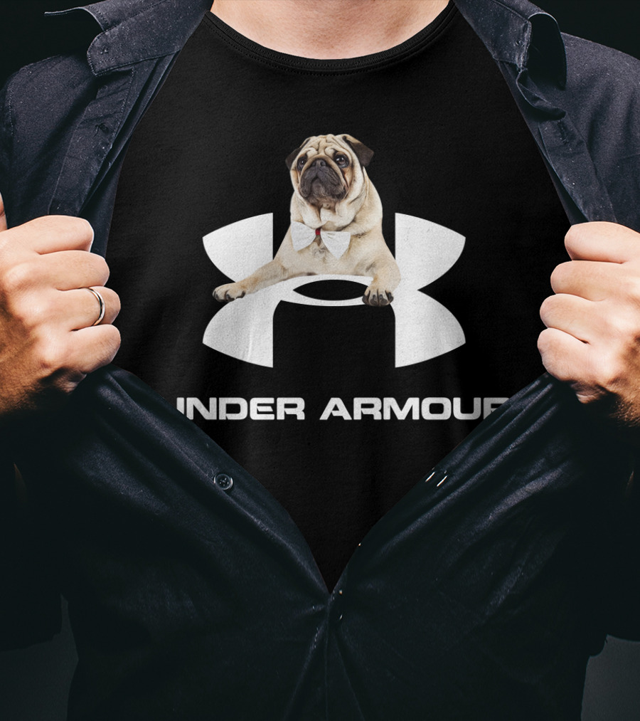 Under Armour Parody With Pug In Bow Tie T-Shirt