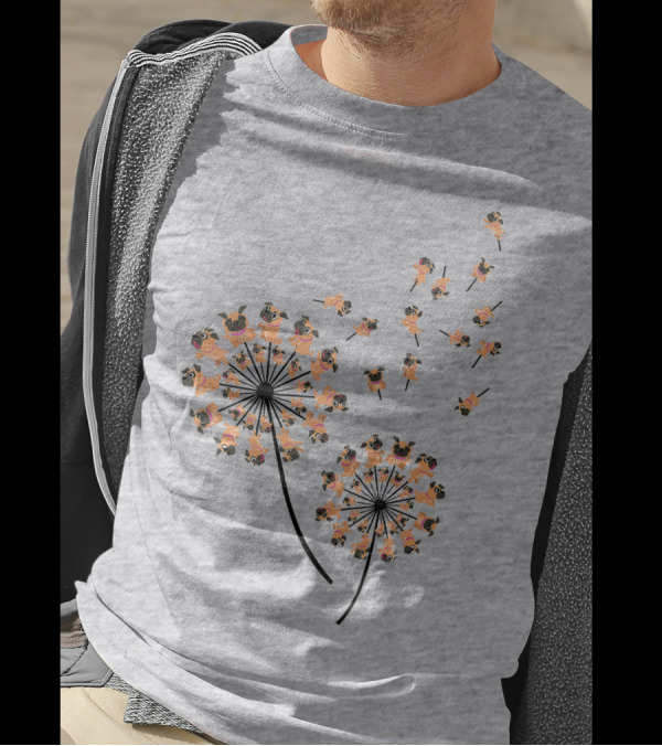 Pug Blossoms In Dandelion Puff Transformation T-Shirt