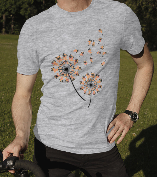 Pug Blossoms In Dandelion Puff Transformation T-Shirt