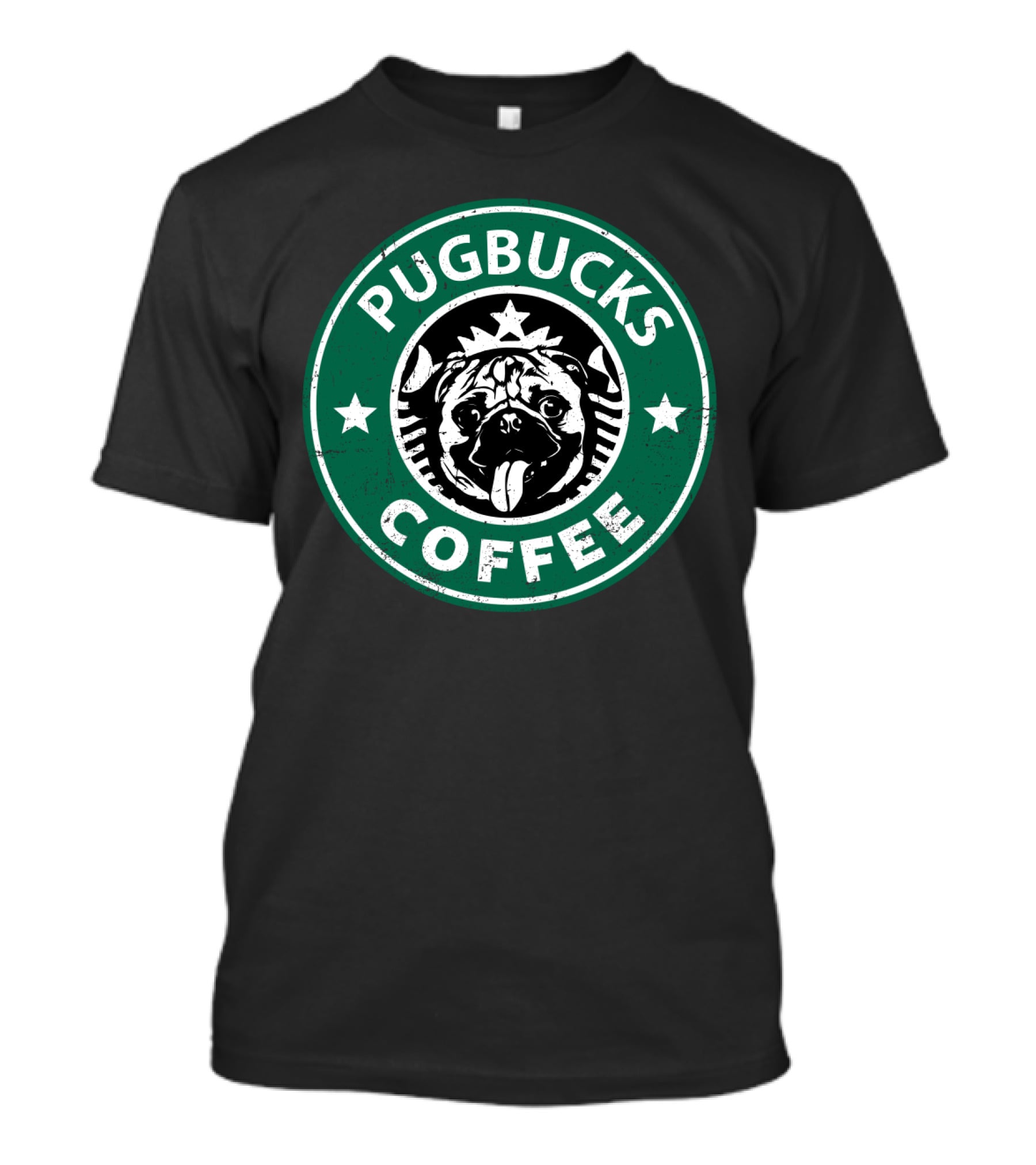 Pugbucks Coffee Logo Parody With Cute Pug T-Shirt