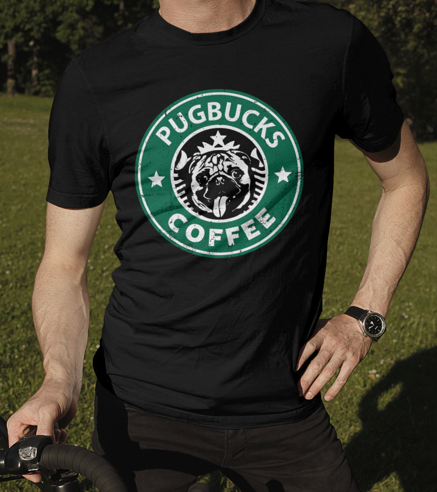 Pugbucks Coffee Logo Parody With Cute Pug T-Shirt