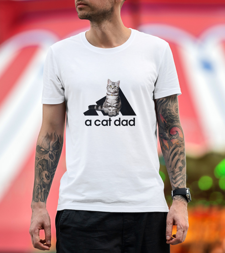 a cat dad logo style with tabby cat T-Shirt