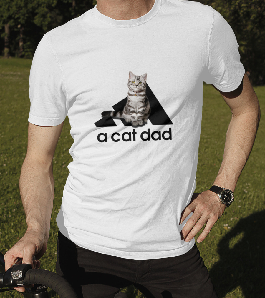 A Cat Dad Logo Style With Tabby Cat T-Shirt