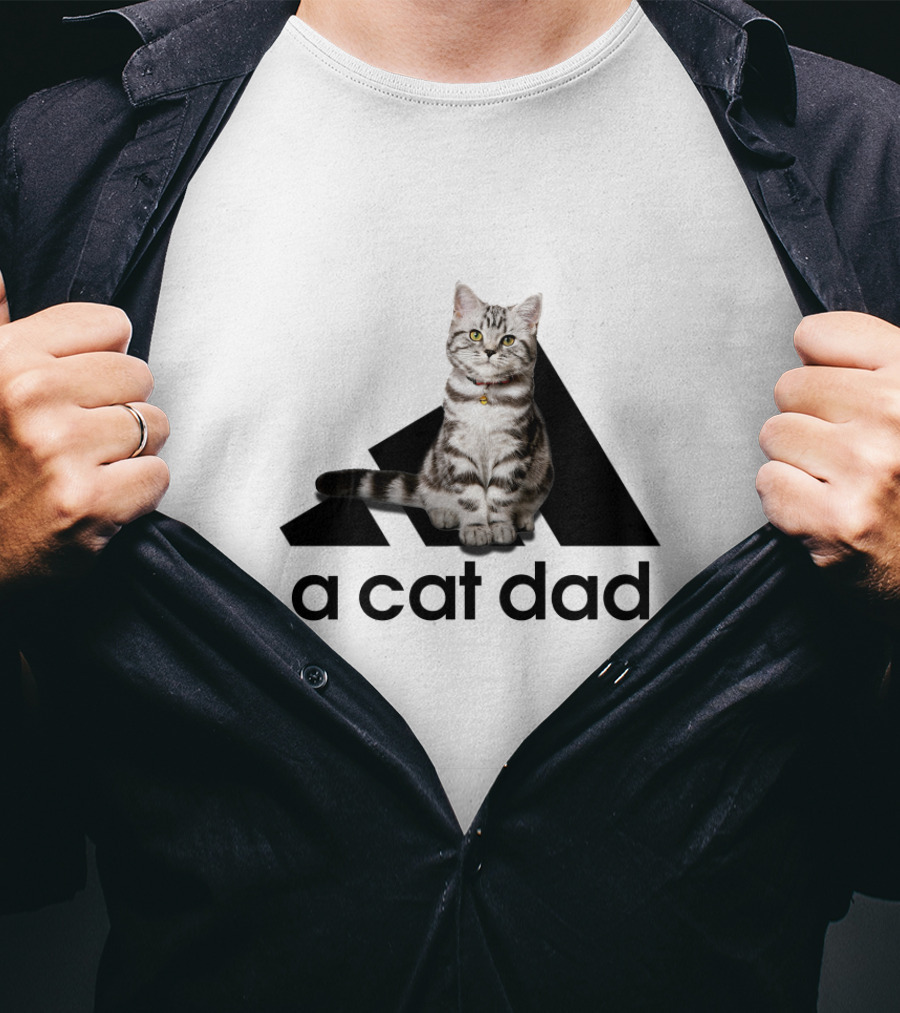 A Cat Dad Logo Style With Tabby Cat T-Shirt