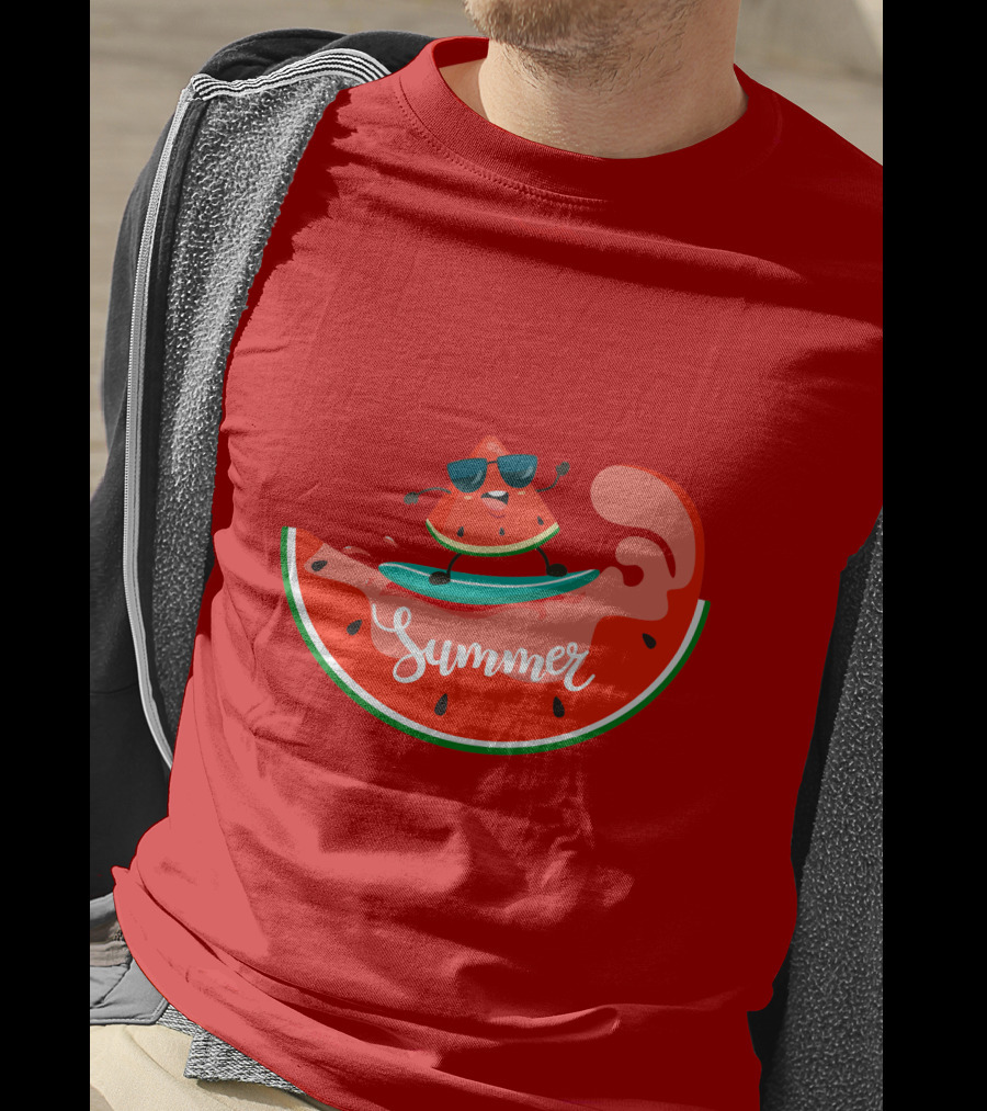 Summer Vacation Watermelon Surfing Trip Fun T-Shirt
