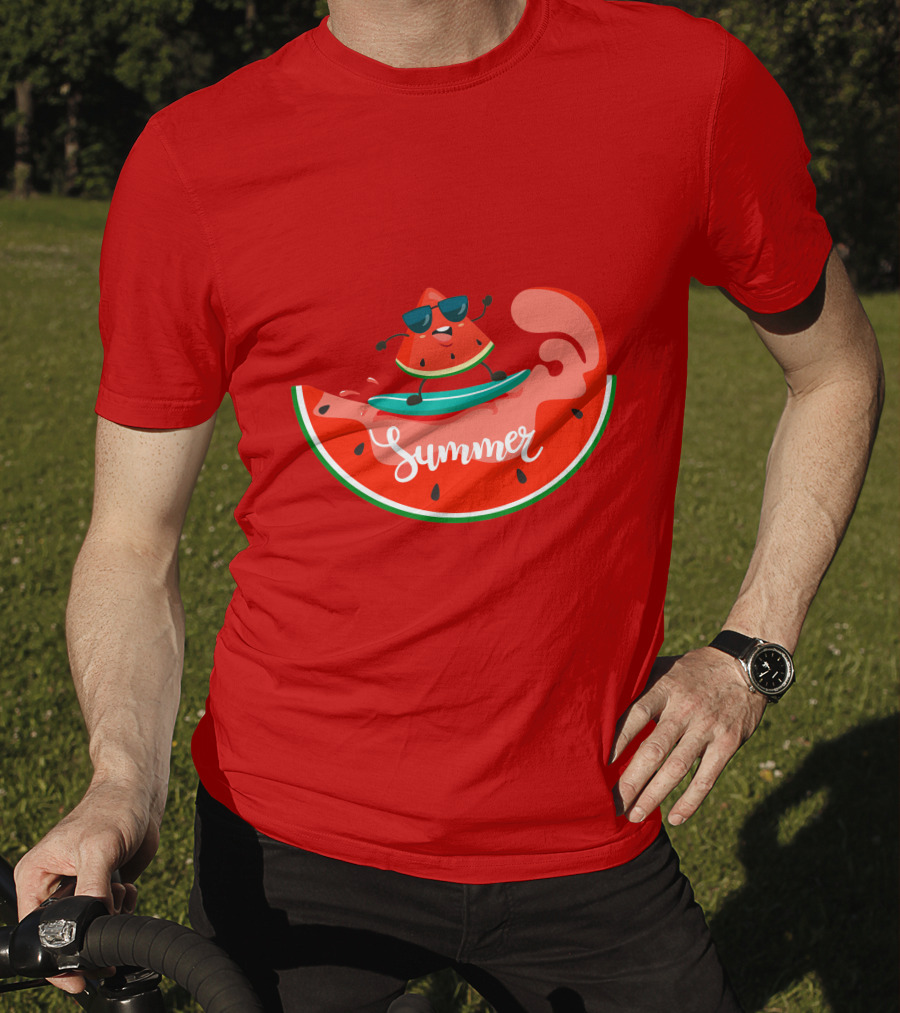 Summer Vacation Watermelon Surfing Trip Fun T-Shirt