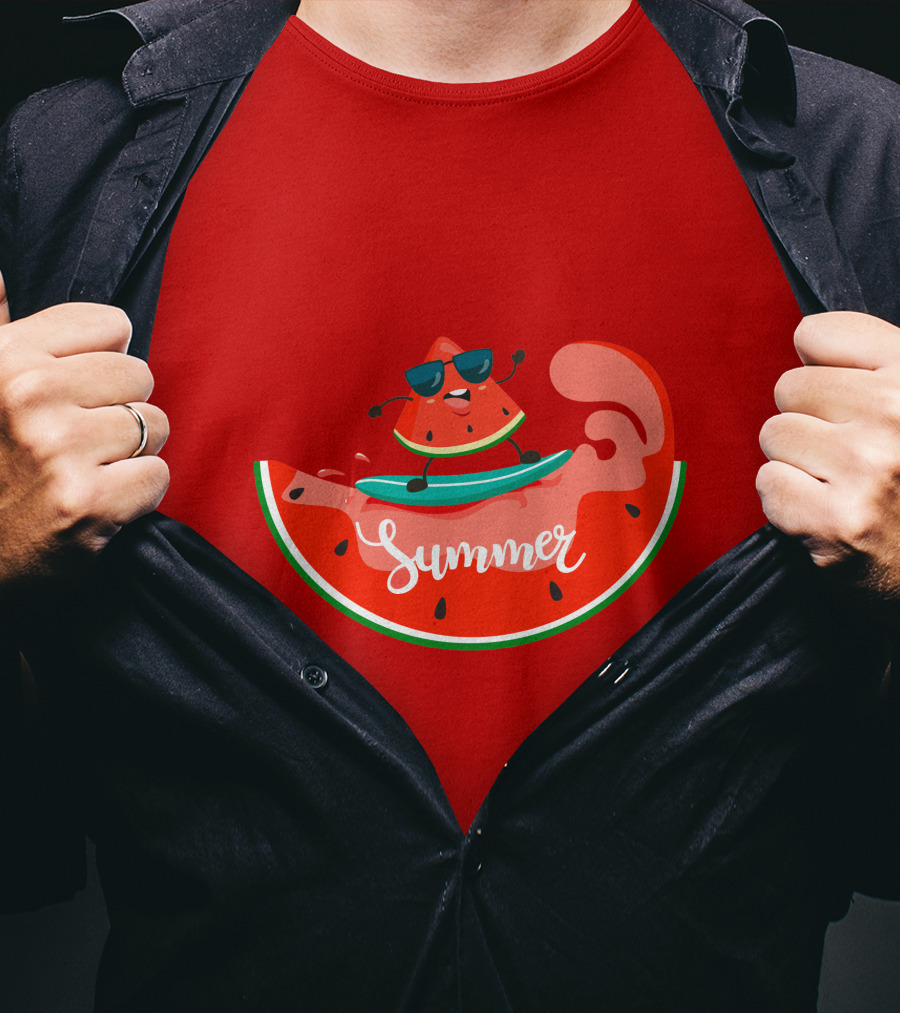 Summer Vacation Watermelon Surfing Trip Fun T-Shirt