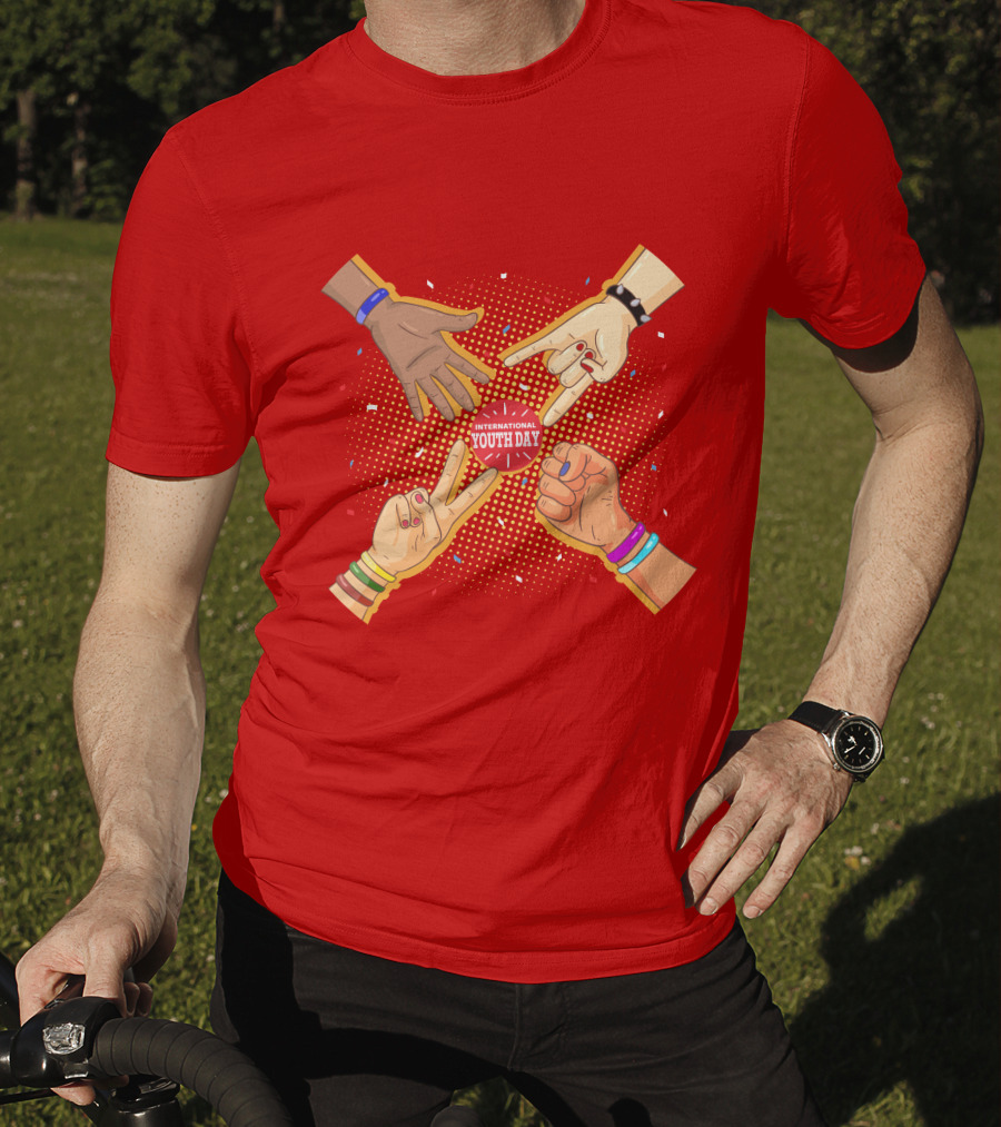 International Youth Day Celebration With Vibrant Hand Gestures T-Shirt