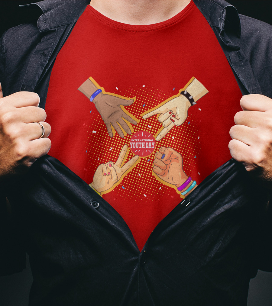 International Youth Day Celebration With Vibrant Hand Gestures T-Shirt