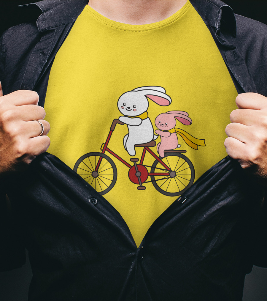 Bunny Bicycle Ride With Yellow Scarf T-Shirt