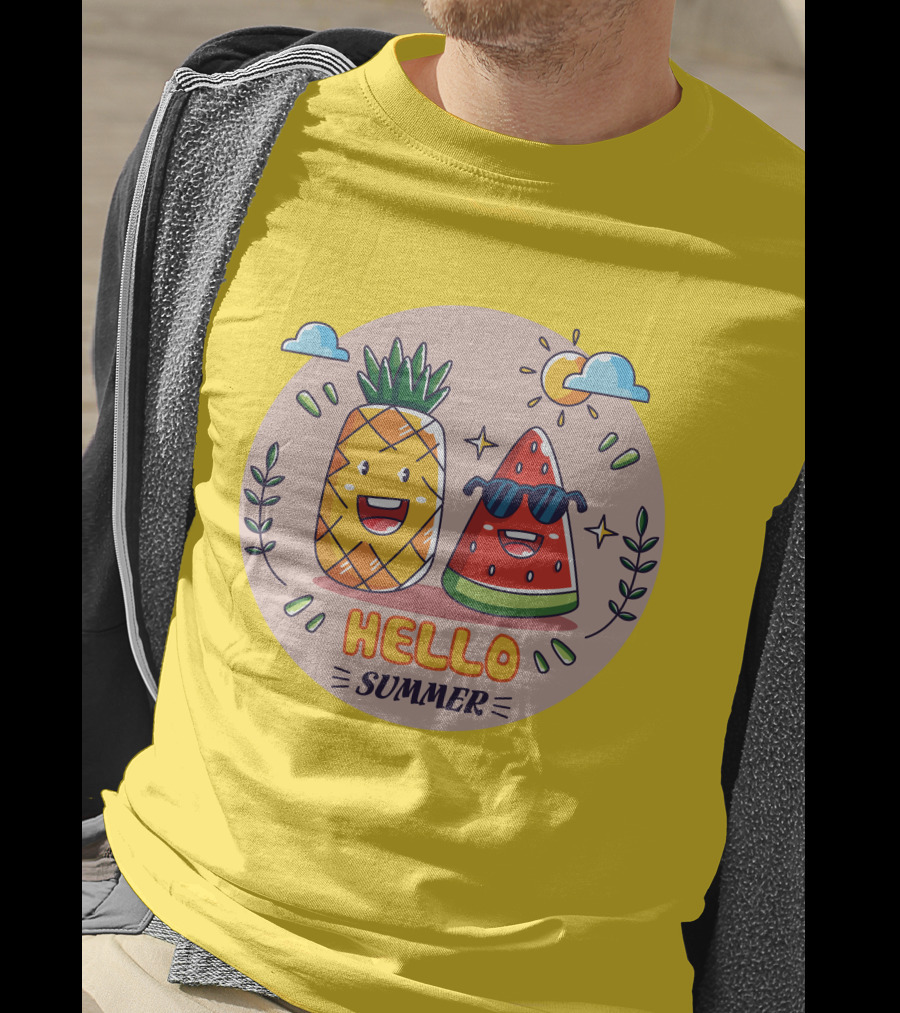 Hello Summer Pineapple And Watermelon Friends T-Shirt
