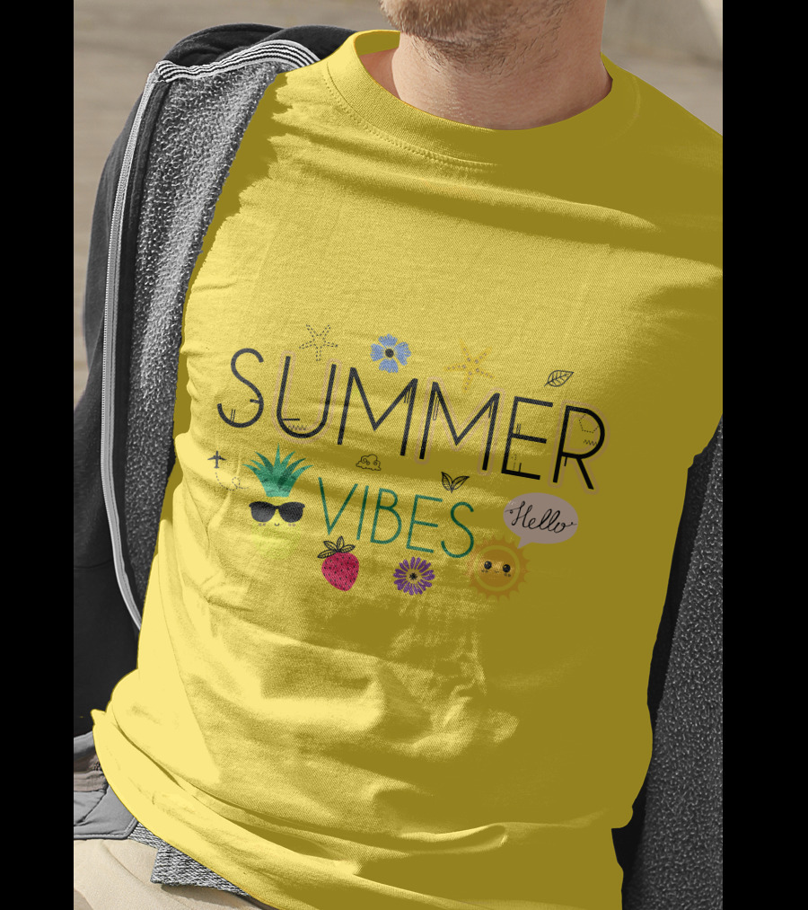 Summer Vibes Pineapple Strawberry Sun Hello Starfish Flower Leaf T-Shirt