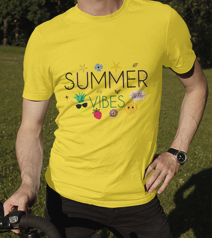 Summer Vibes Pineapple Strawberry Sun Hello Starfish Flower Leaf T-Shirt
