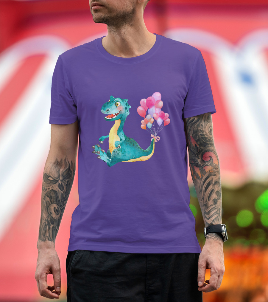 Dinosaur with Colorful Balloons T-Shirt