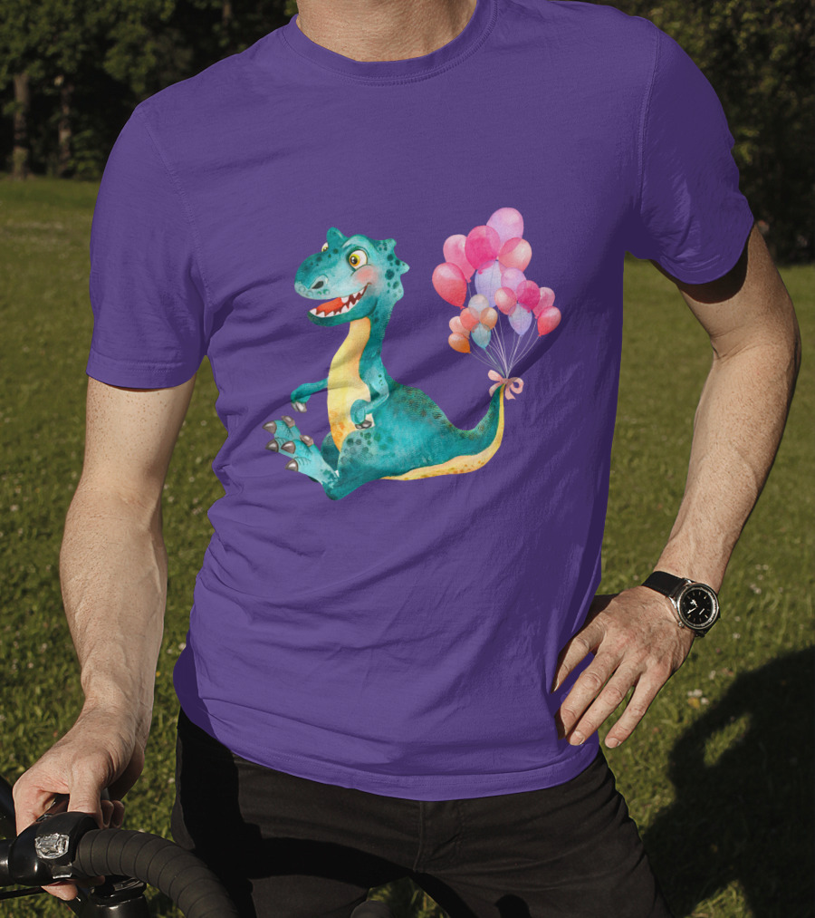 Dinosaur With Colorful Balloons T-Shirt