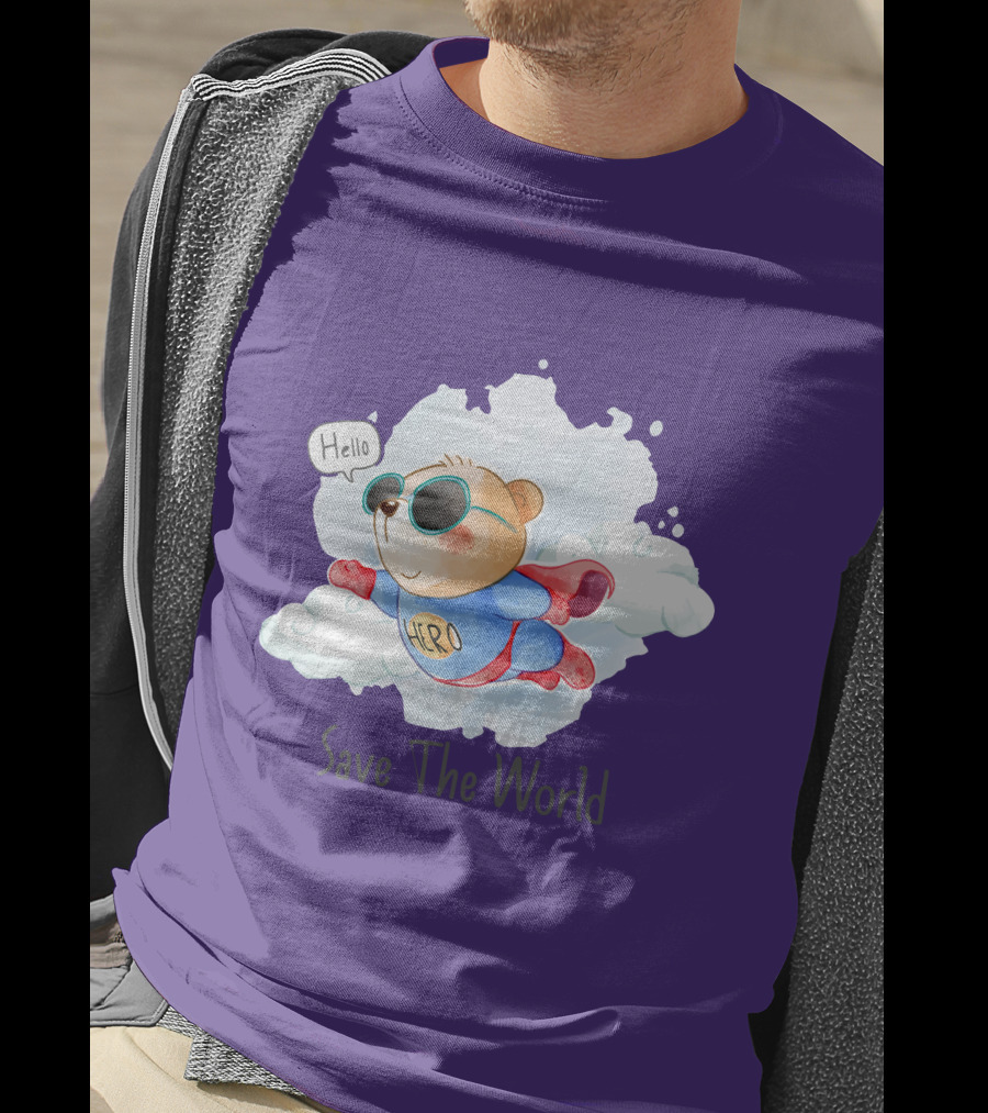 Hello Hero Bear Save The World T-Shirt