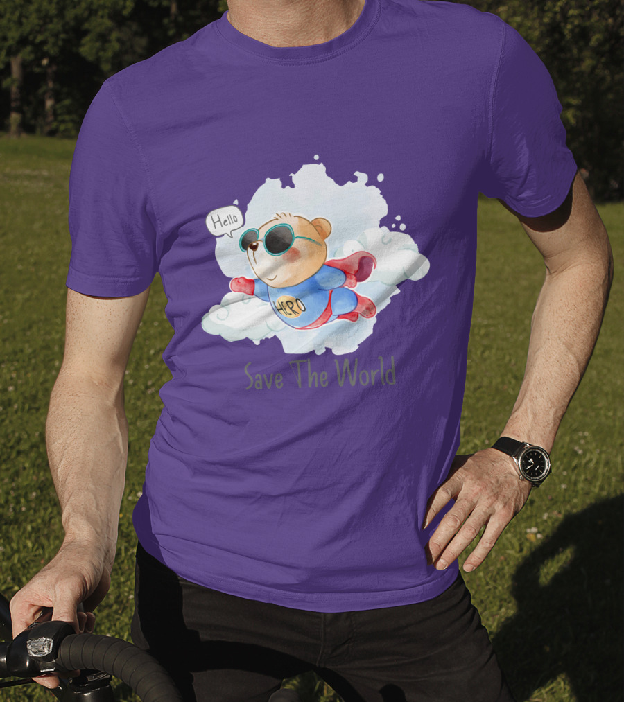 Hello Hero Bear Save The World T-Shirt