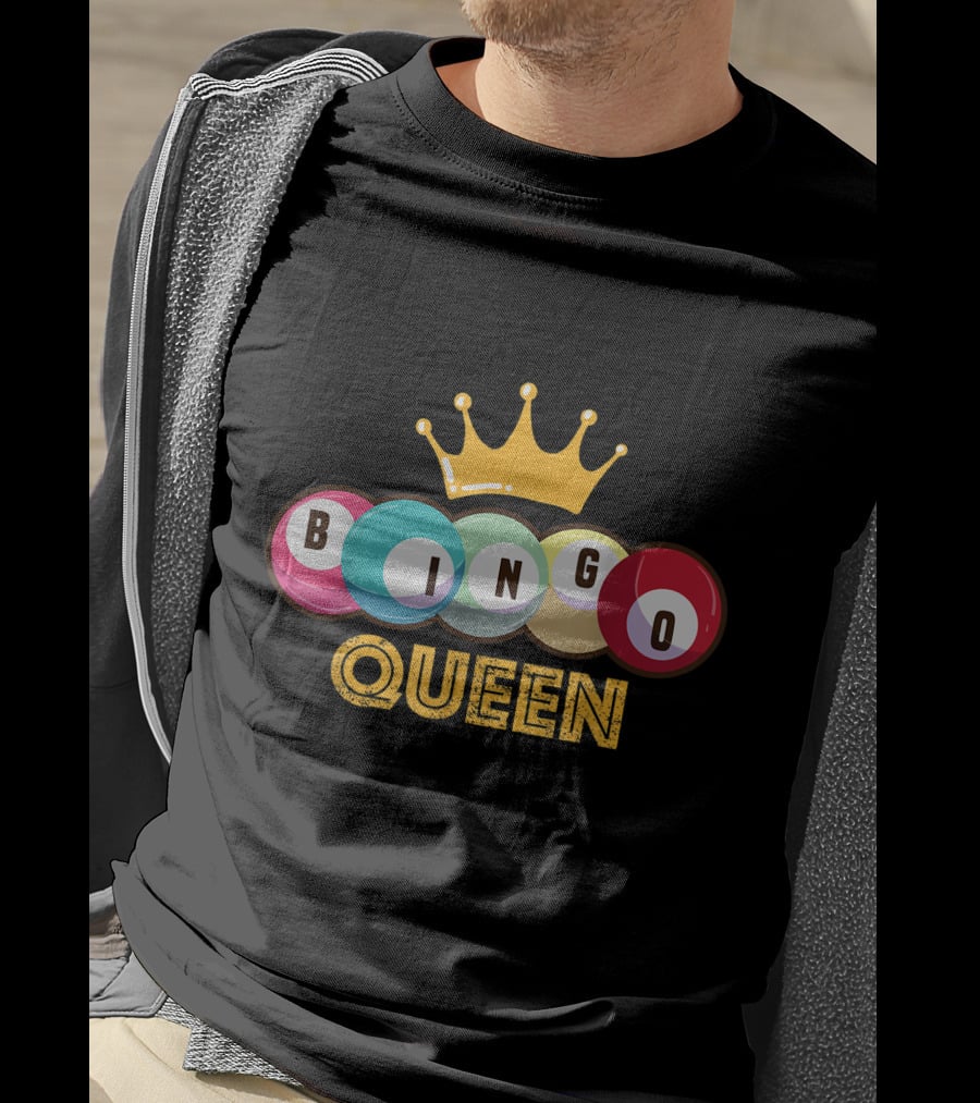 Bingo Queen Crown With Colorful Balls And Text T-Shirt