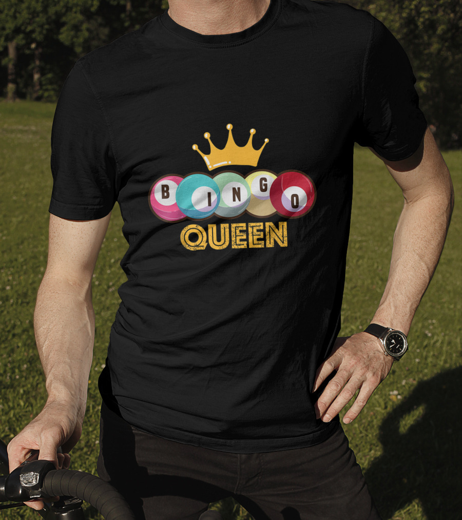 Bingo Queen Crown With Colorful Balls And Text T-Shirt