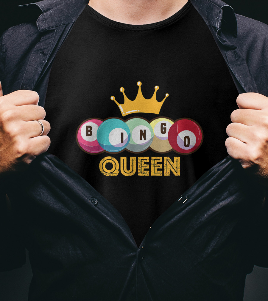Bingo Queen Crown With Colorful Balls And Text T-Shirt
