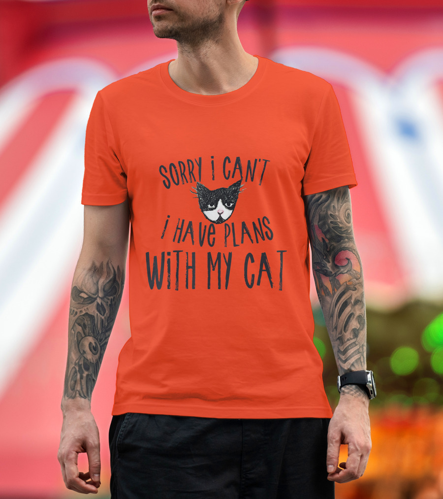 Sorry I Can't I Have Plans With My Cat Retro Colored T-Shirt