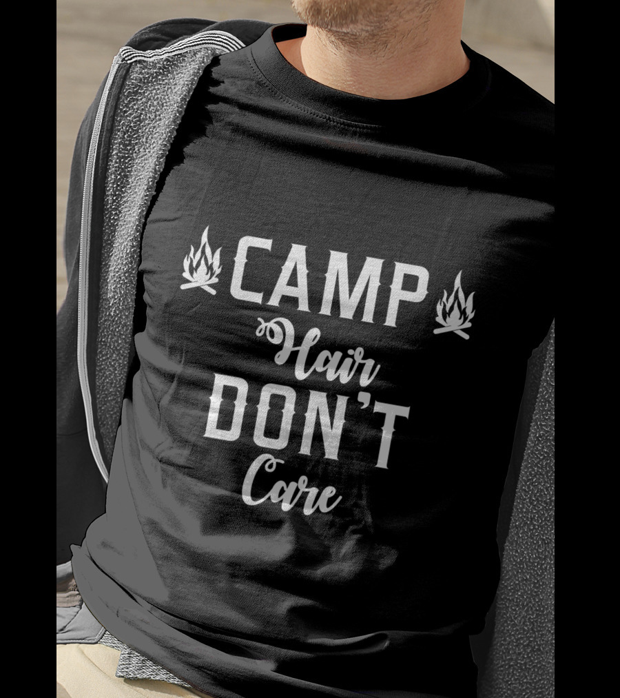 Camp Hair Don't Care Retro Colored Camping Nature Hike T-Shirt