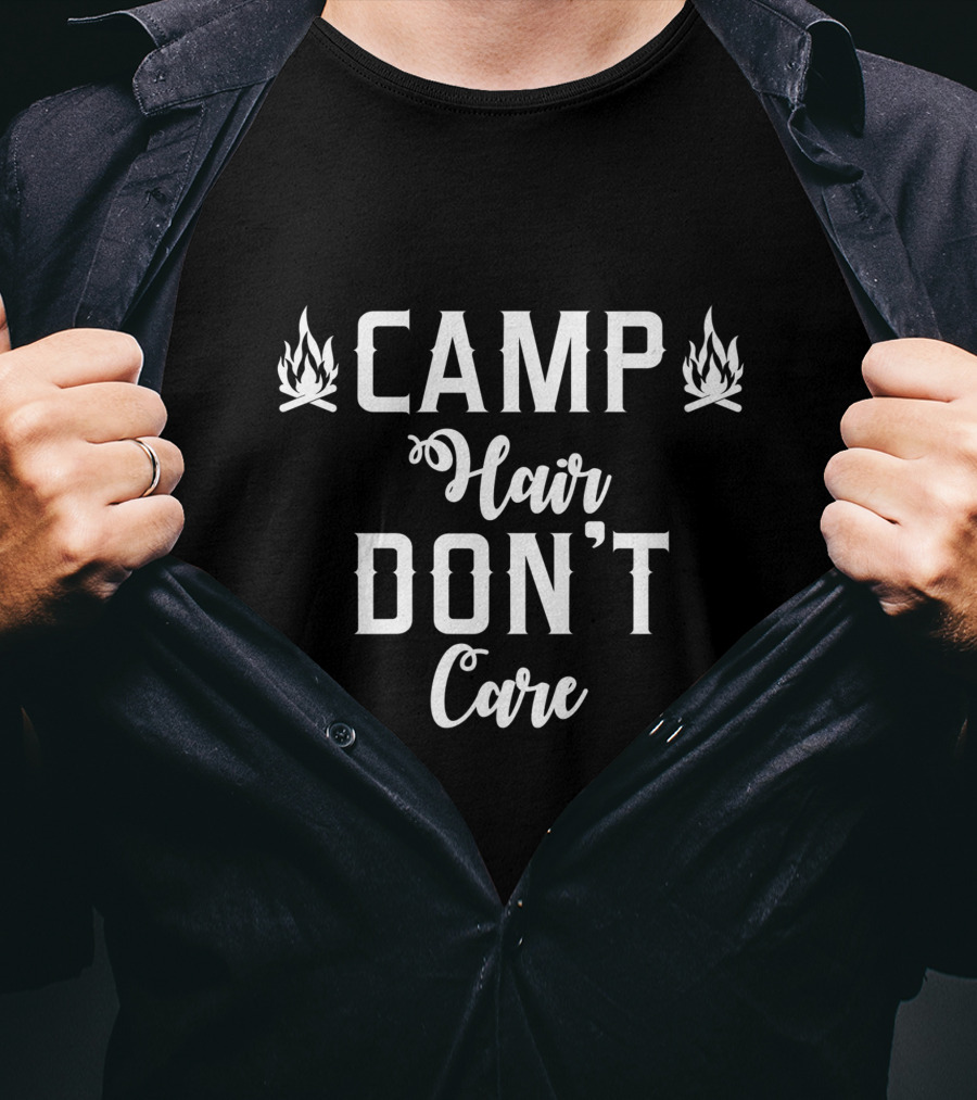 Camp Hair Don't Care Retro Colored Camping Nature Hike T-Shirt