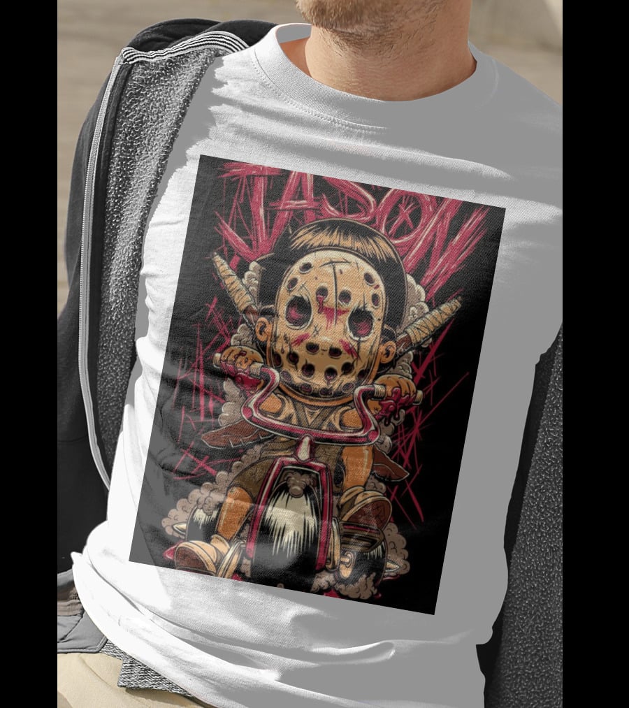 Jason Masked Tricycle Rider With Knives T-Shirt