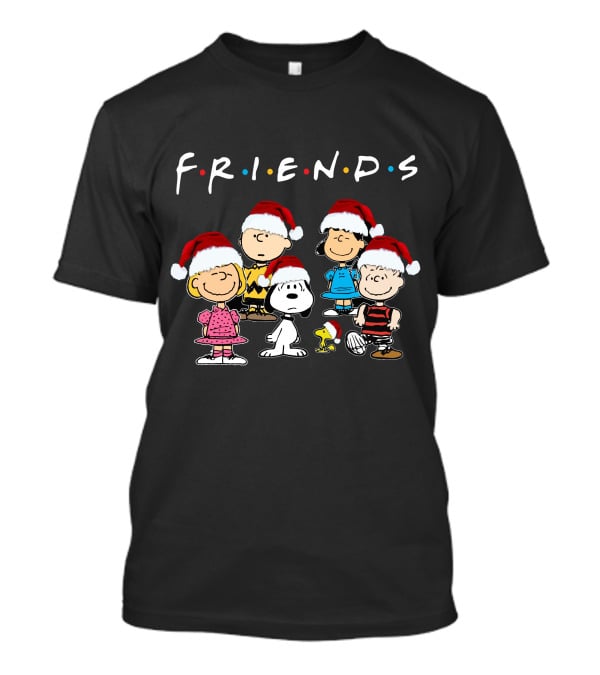 Friends Snoopy Christmas Peanuts Characters Santa Hats T-Shirt