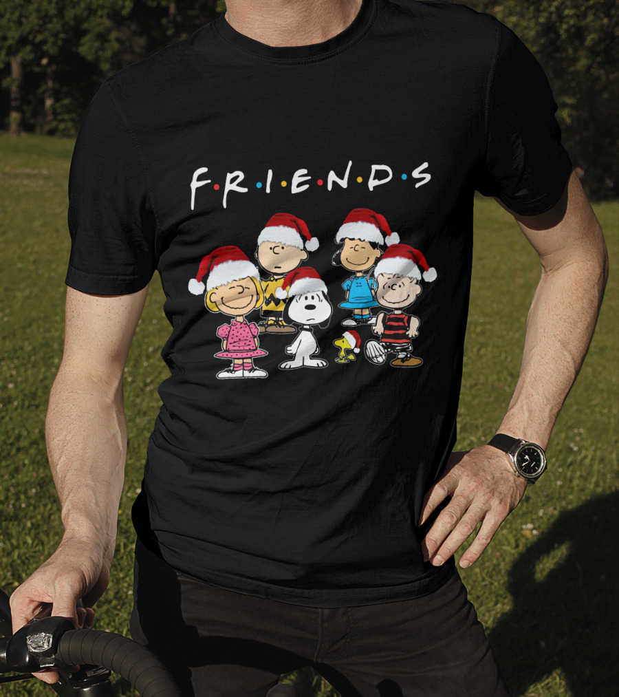 Friends Snoopy Christmas Peanuts Characters Santa Hats T-Shirt