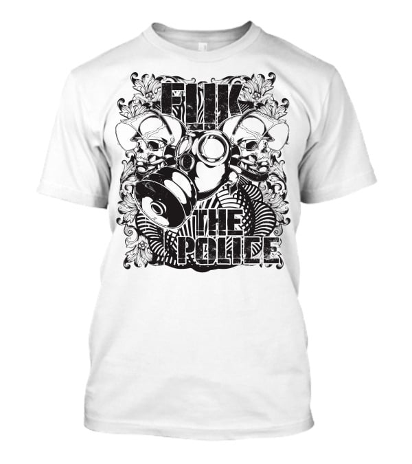 Fuk The Police Gas Mask Skull T-Shirt
