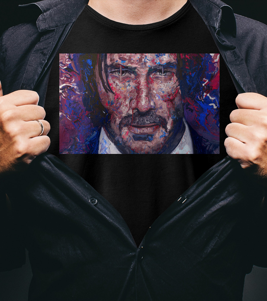 John Wick Keanu Reeves Colorful Paint Abstract T-Shirt