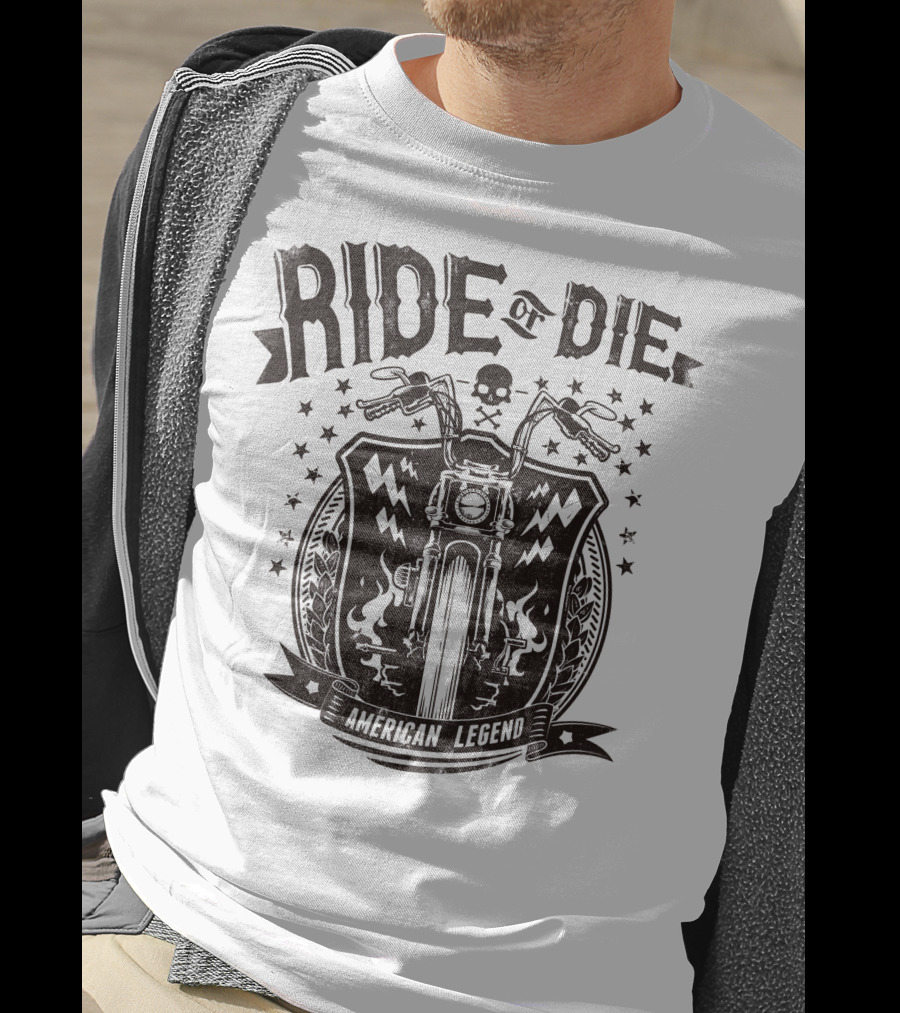 Ride Or Die American Legend Motorcycle Printing Label Fashion T-Shirt