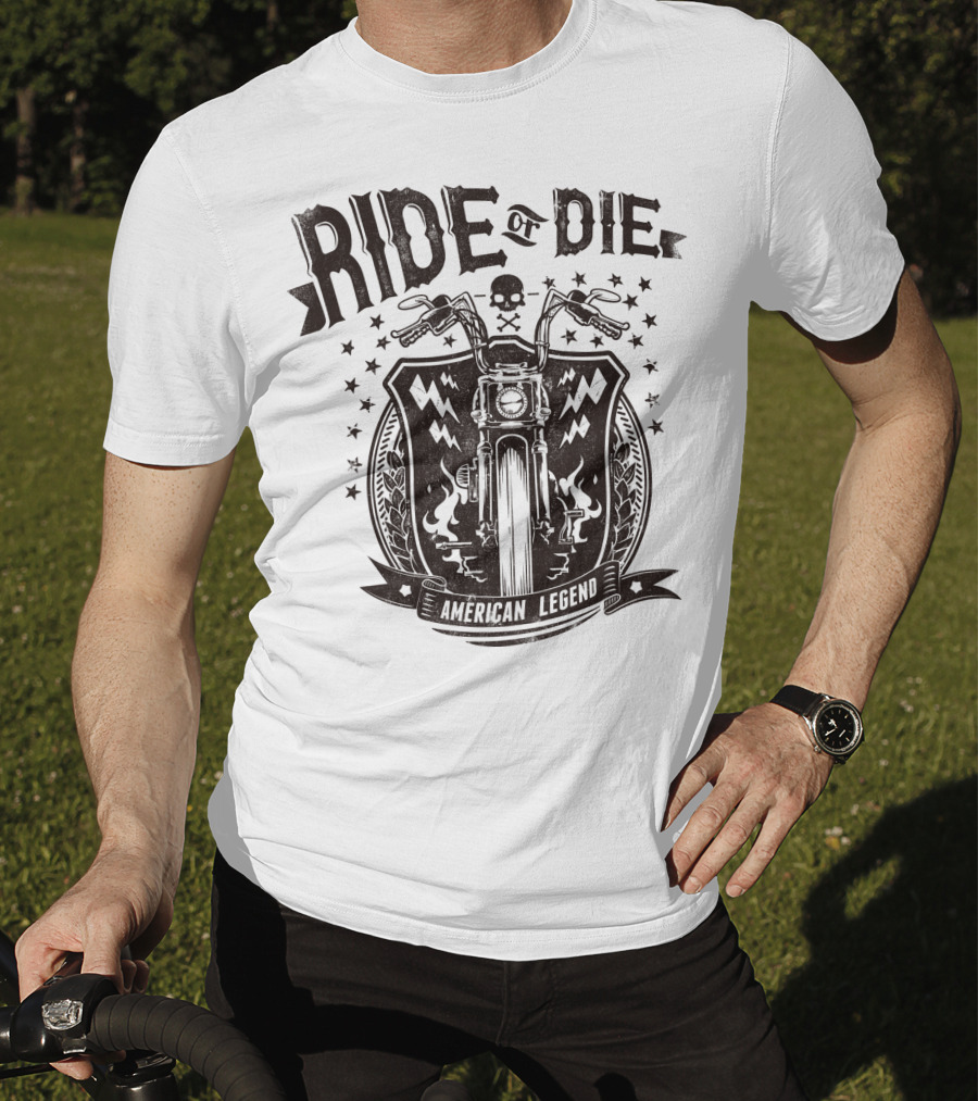 Ride Or Die American Legend Motorcycle Printing Label Fashion T-Shirt