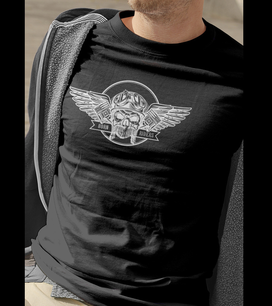 Born Riders Winged Skull Moto Gear T-Shirt