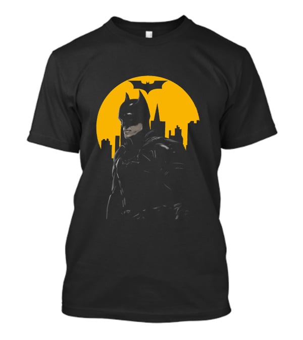 Batman Gotham City Silhouette Yellow Bat T-Shirt
