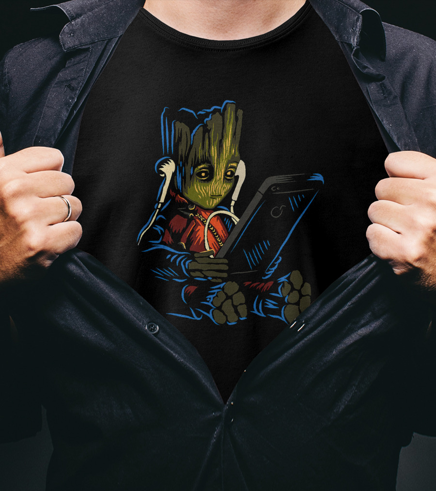 Groot Guardians Of The Galaxy Music Tablet T-Shirt
