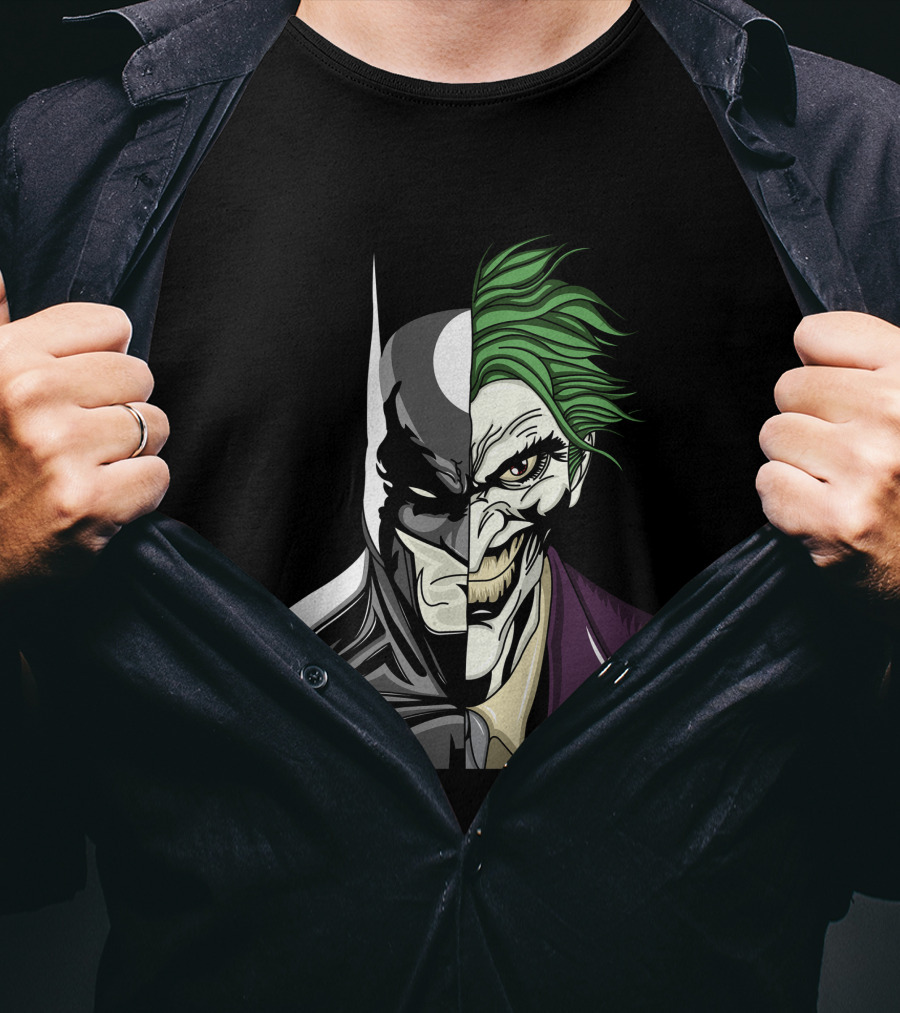 Split Face Batman Joker Fusion Iconic T-Shirt