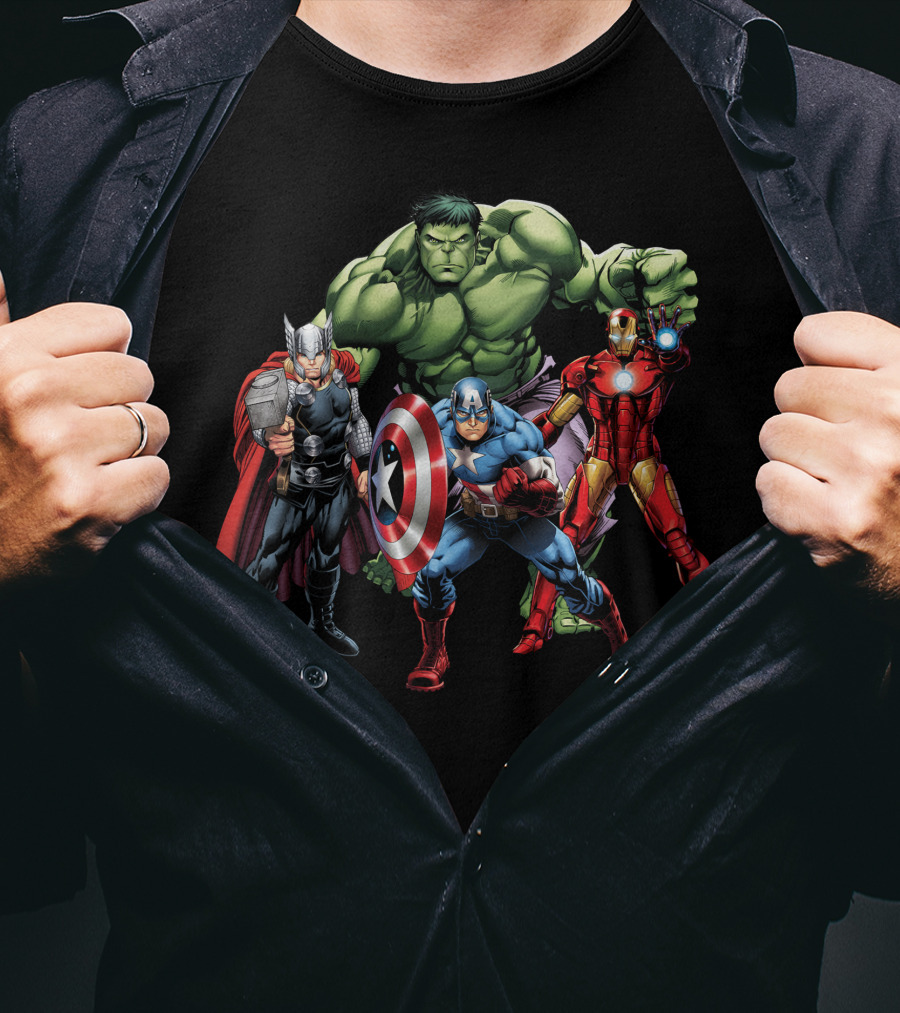 Thor Hulk Captain America Iron Man Avenger Team T-Shirt