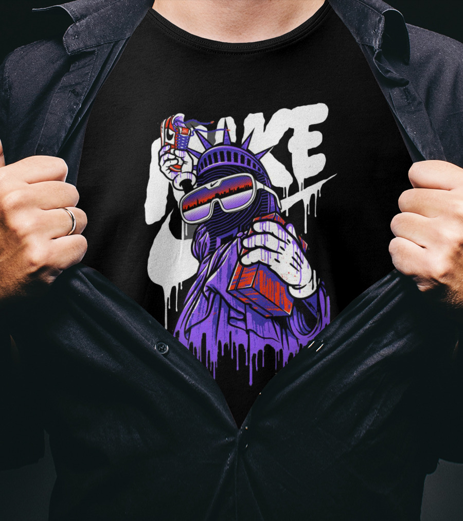 Hype Liberty Statue Remix With Retro Shades And Boom Box T-Shirt