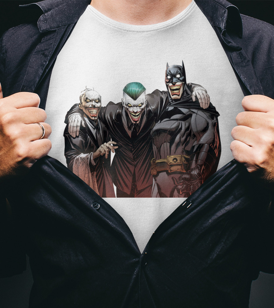 The Joker Batman Three-Face Grinning Trio T-Shirt