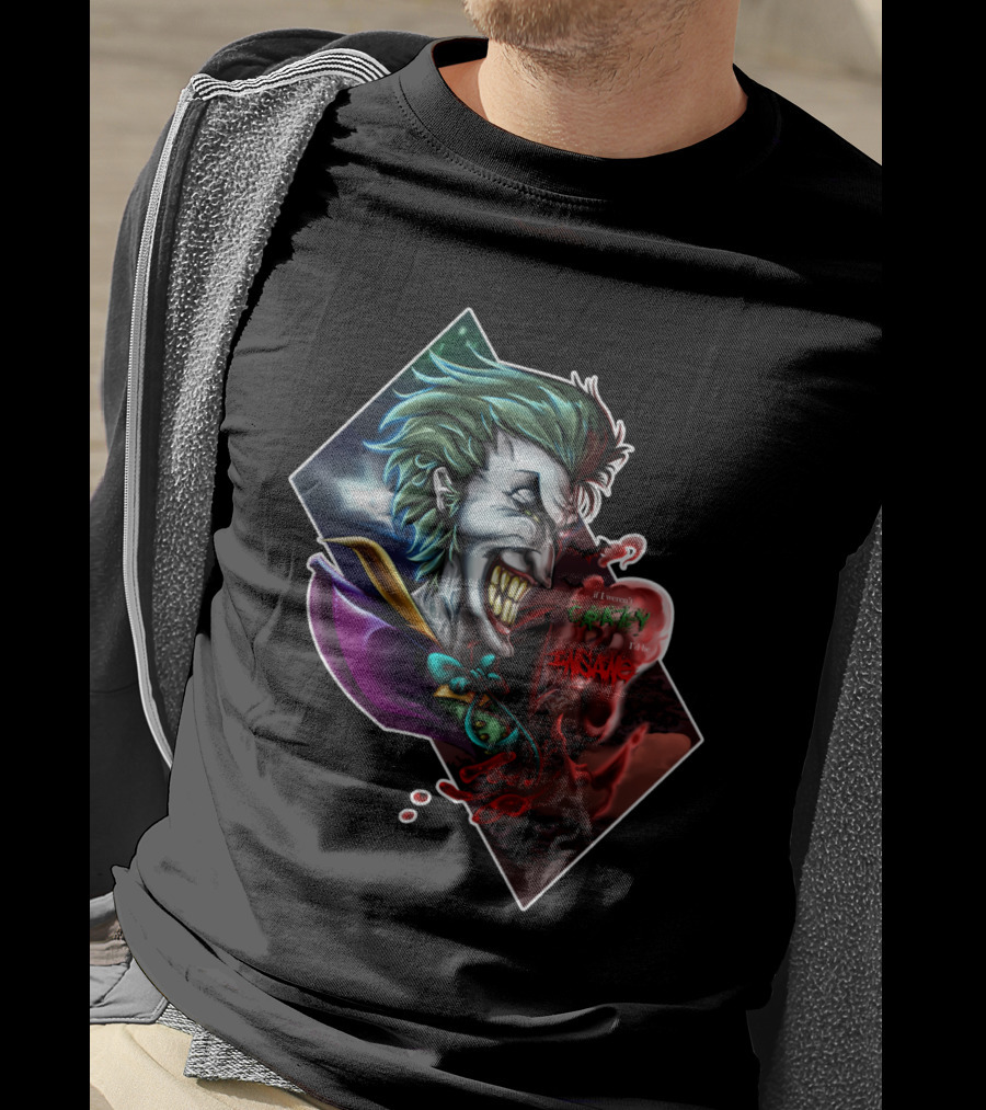 Joker Smile Green Hair Insane Laughter Grinning Villain Iconic Evil Persona T-Shirt